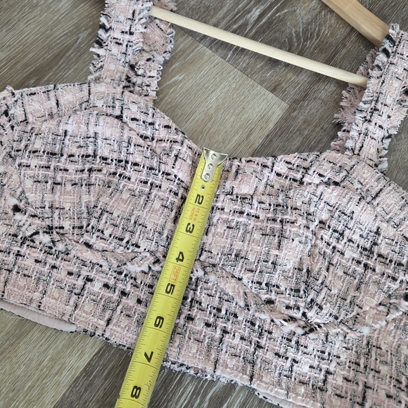 Wild Fable Tweed Boucle Tiny Tank Crop Top & Skort Set Pink NWT Skirt Spring - Picture 8 of 16